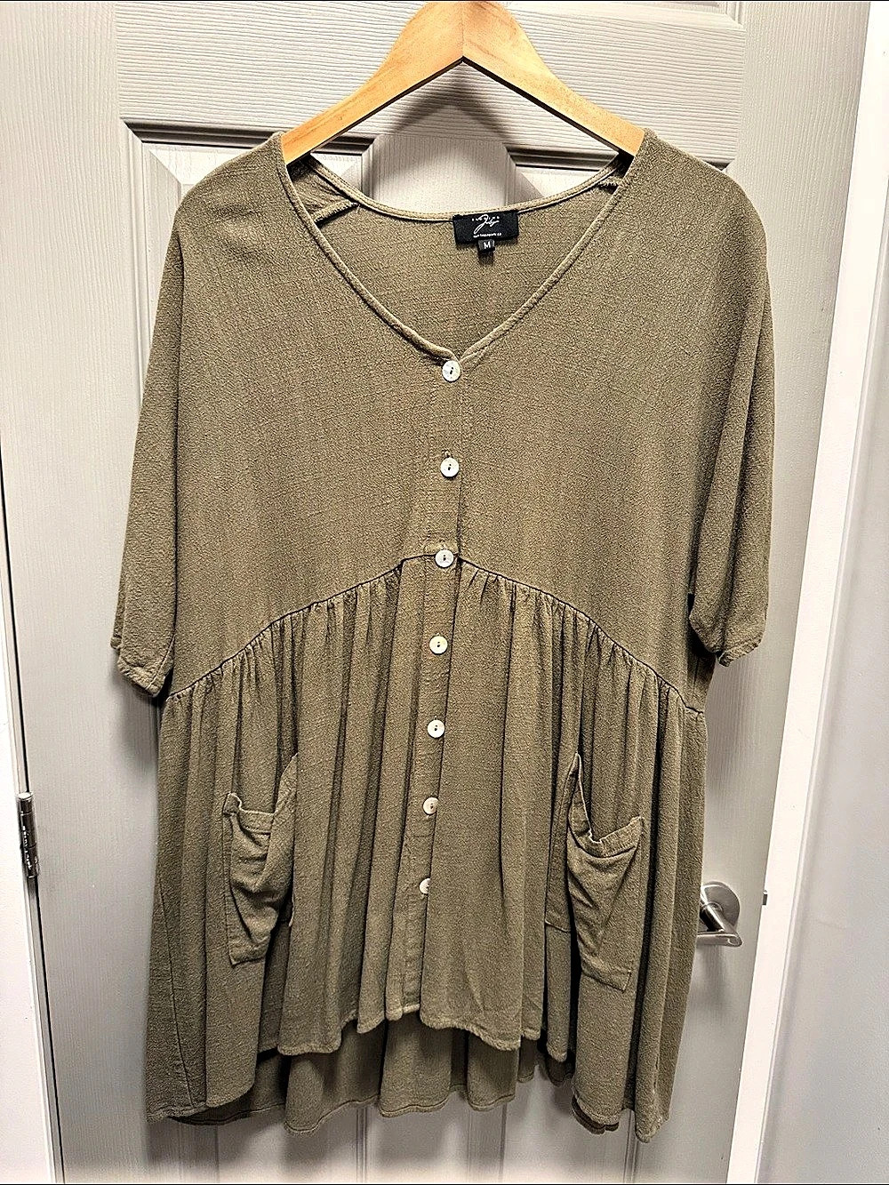 Finding July Olive Babydoll Mini Dress Size Medium